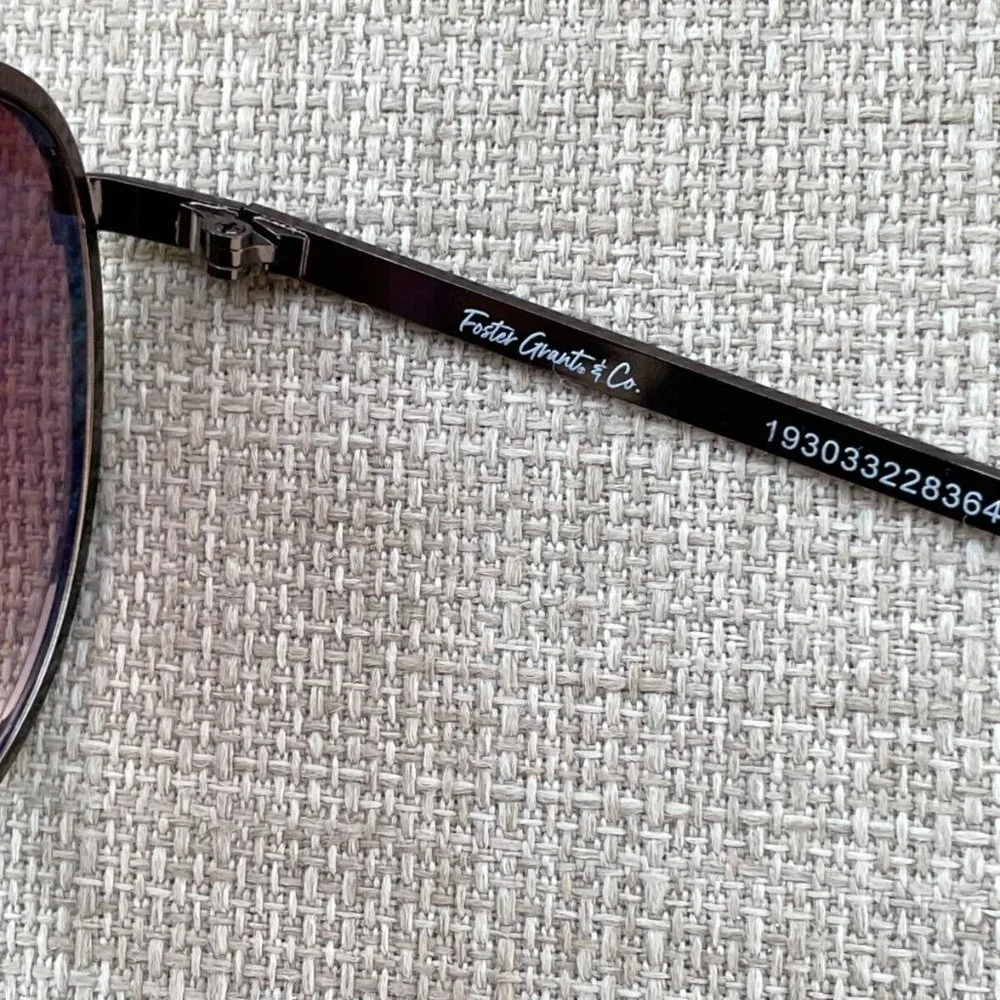 Foster Grant Men Sunglasses Polarized Eye Wear Dark Brown Metal Frame Read Desc